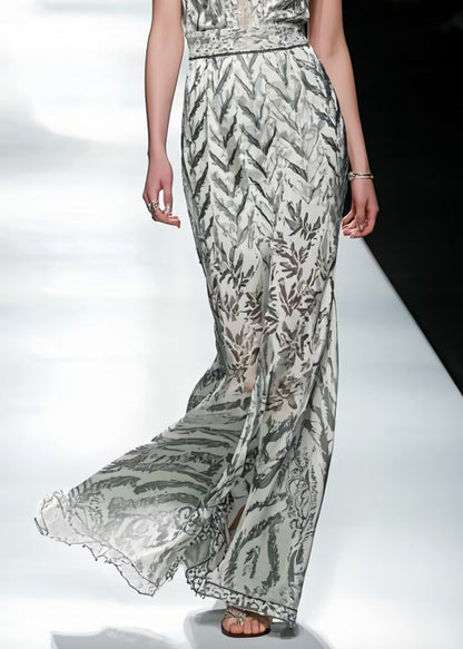 Silm Fit Apricot Print Draping Chiffon Cami Dress Summer