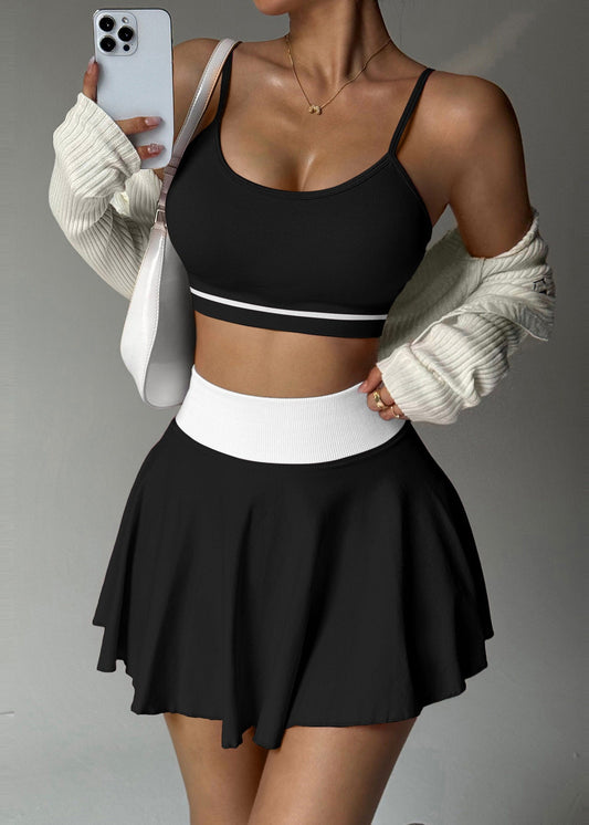Silm Fit Black Tummy Control Cotton Womens Sports Sets