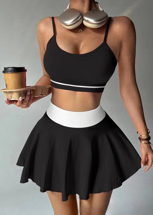 Silm Fit Black Tummy Control Cotton Womens Sports Sets