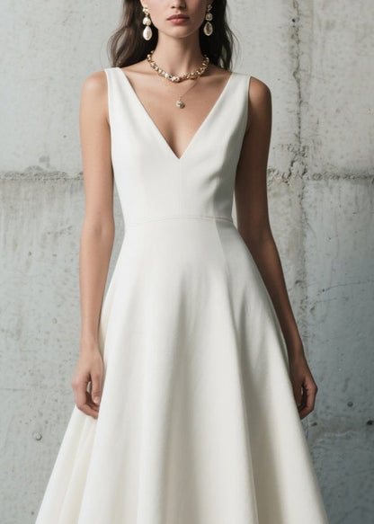 Silm Fit White Patchwork Lace Exra Large Hem Party Dress Summer