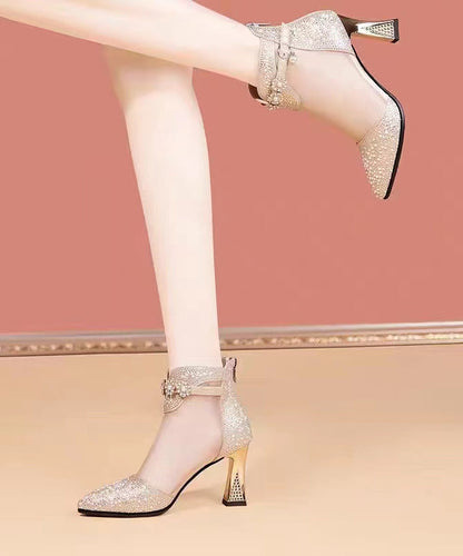 Silberne High Heel Tüllstiefel New Water Diamond Spitzkopf