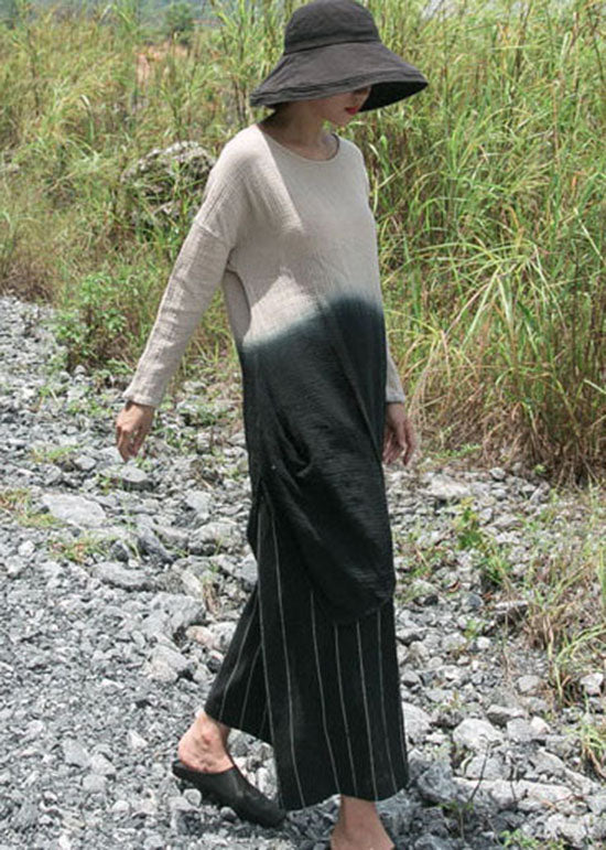 Einfache Aprikose O-Ausschnitt Farbverlauf Baumwolle Tops Frühling