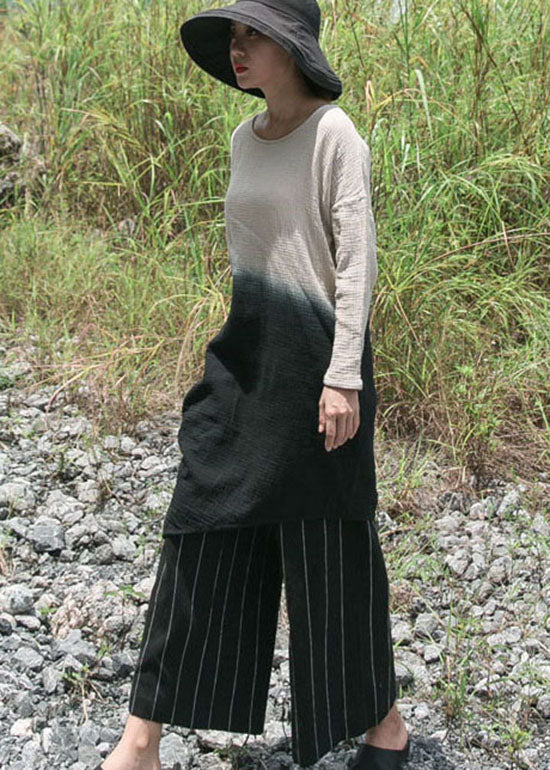 Einfache Aprikose O-Ausschnitt Farbverlauf Baumwolle Tops Frühling