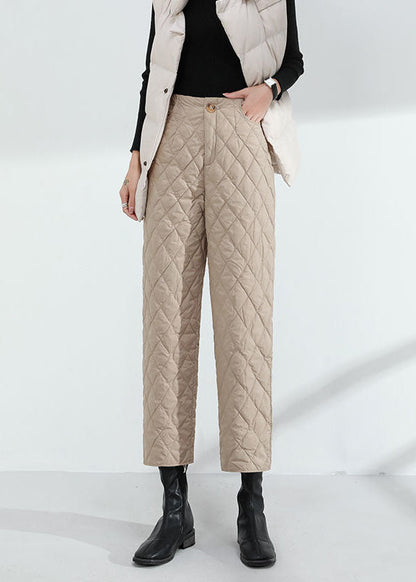 Simple Black Button fashion Straight Winter Pants