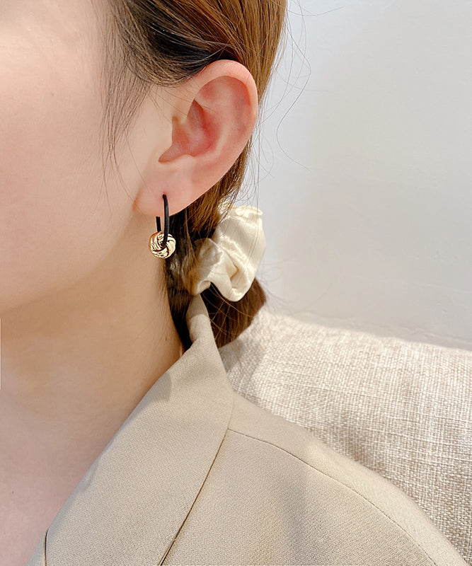 Pendientes de aro sencillos de cobre negro dorado