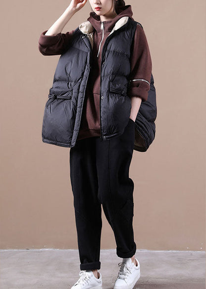 Einfache schwarze süße lose Knopf dicke Winter ärmellose Puffer Weste