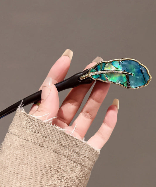 Einfache schwarze Haarnadel aus Ebenholz mit Bulbus Fritillariae Bananenfächer