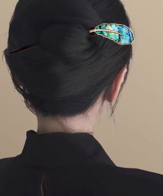 Einfache schwarze Haarnadel aus Ebenholz mit Bulbus Fritillariae Bananenfächer