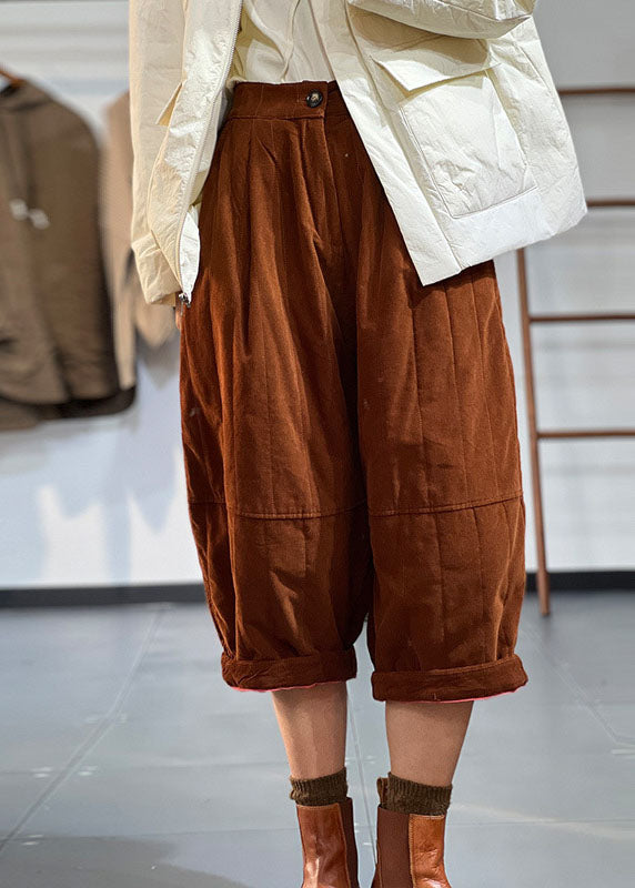 Einfache Schwarze Elastische Taille Patchwork Feine Baumwolle Gefüllt Crop