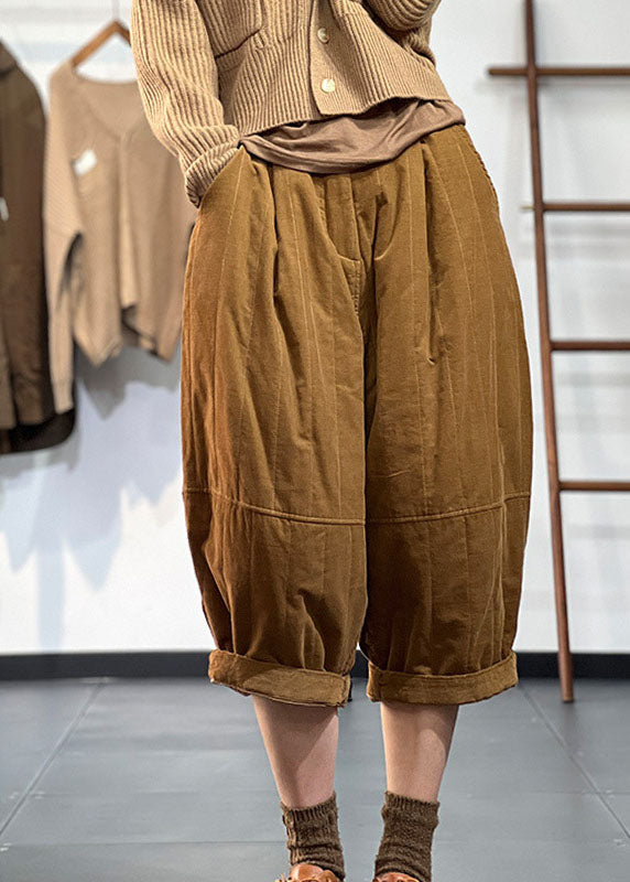 Einfache Schwarze Elastische Taille Patchwork Feine Baumwolle Gefüllt Crop