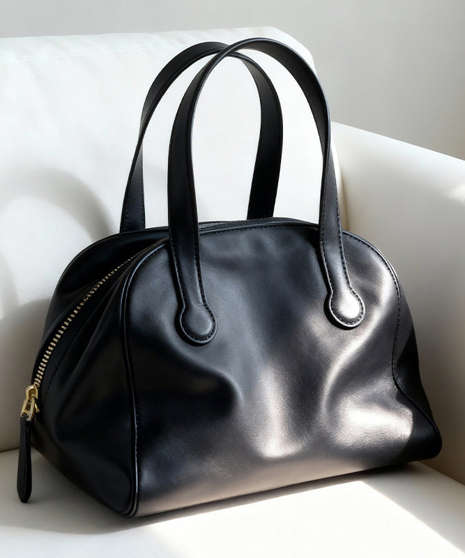 Simple Black Solid Durable Faux Leather Tote Bag
