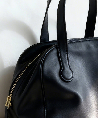 Simple Black Solid Durable Faux Leather Tote Bag