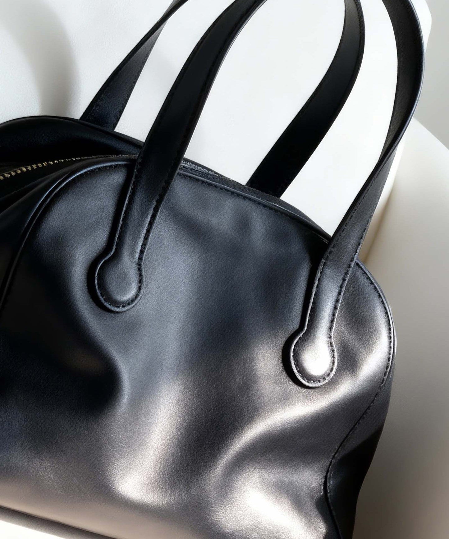 Simple Black Solid Durable Faux Leather Tote Bag
