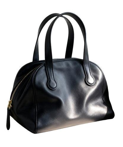 Simple Black Solid Durable Faux Leather Tote Bag