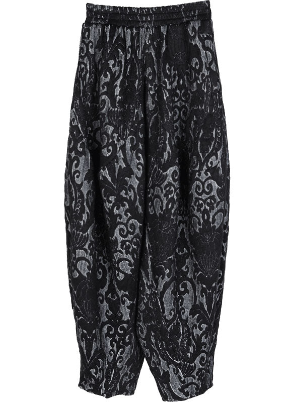 Einfache schwarze dicke Jacquard-Winterhose im Retro-Stil