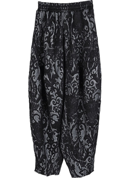 Einfache schwarze dicke Jacquard-Winterhose im Retro-Stil