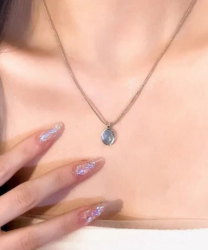 Collar sencillo con colgante de piedra preciosa de aleación azul