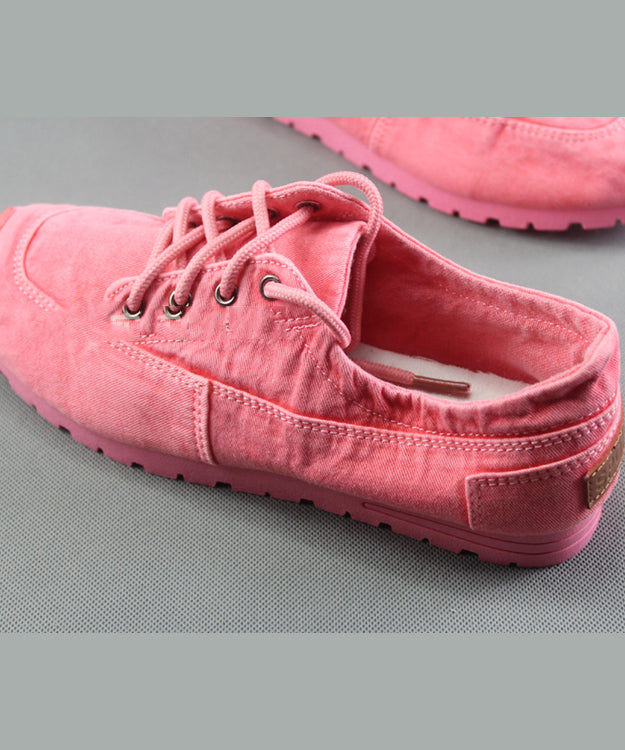 Einfache blaue flache Schuhe aus Baumwollstoff für Damen mit Kreuzriemen