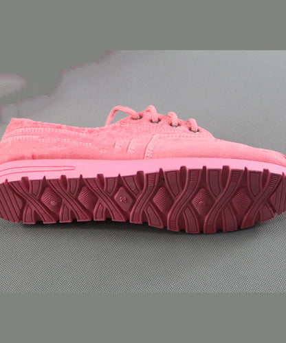 Einfache blaue flache Schuhe aus Baumwollstoff für Damen mit Kreuzriemen