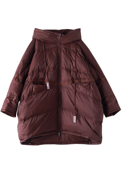 Simple Chocolate Zip Up Loose Duck Down Daunenmäntel Winter