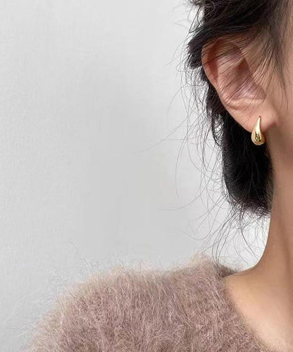 Simple Colorblock Copper Overgild Water Droplet Hoop Earrings