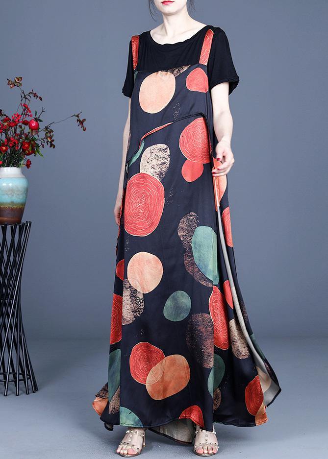 Simple Dot Summer A Line Spaghetti Strap Dress - SooLinen