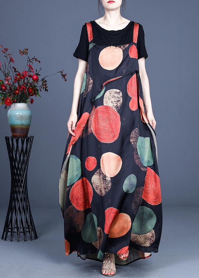 Simple Dot Summer A Line Spaghetti Strap Dress - SooLinen