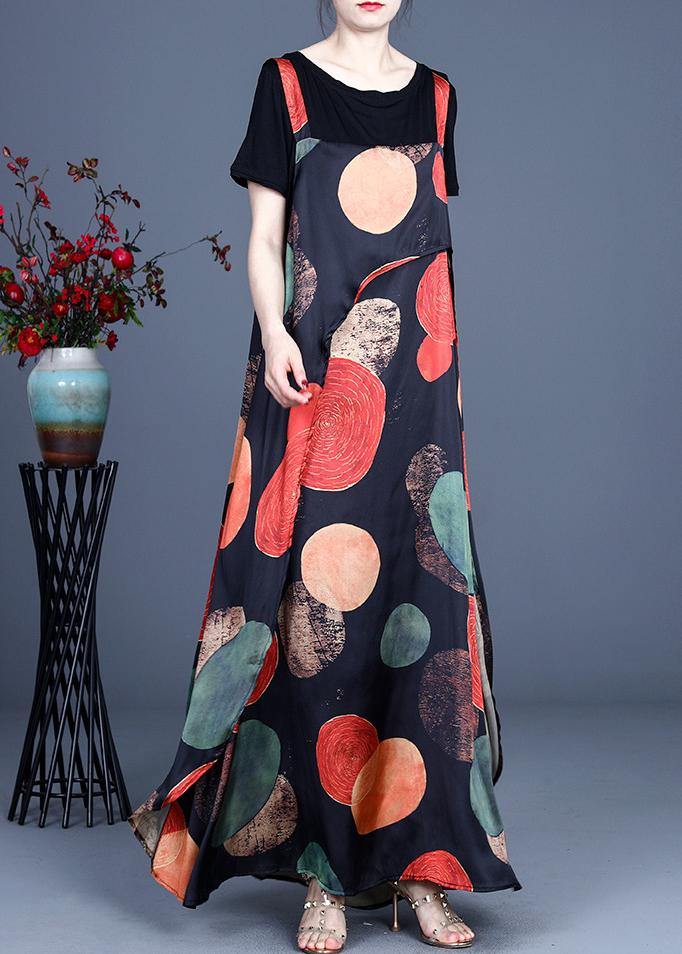 Simple Dot Summer A Line Spaghetti Strap Dress - SooLinen