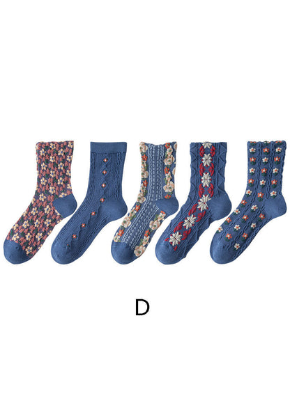 Einfache Crew-Socken aus Baumwolle mit floralem Jacquardmuster