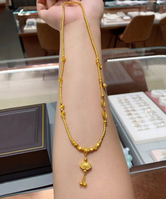 Collar sencillo con colgante de borla de loto de aleación de oro