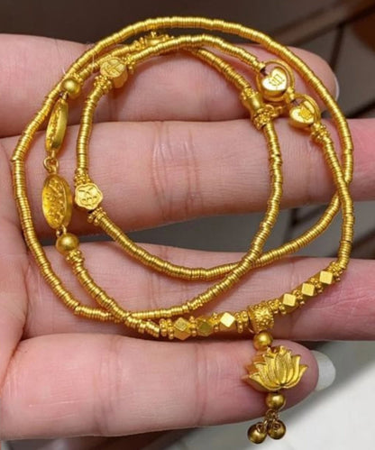 Collar sencillo con colgante de borla de loto de aleación de oro