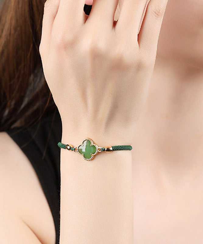 Schlichtes Charm-Armband mit grüner Jade-Farbglasur