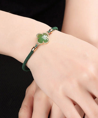 Schlichtes Charm-Armband mit grüner Jade-Farbglasur