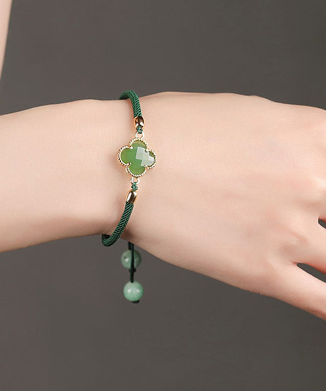 Schlichtes Charm-Armband mit grüner Jade-Farbglasur