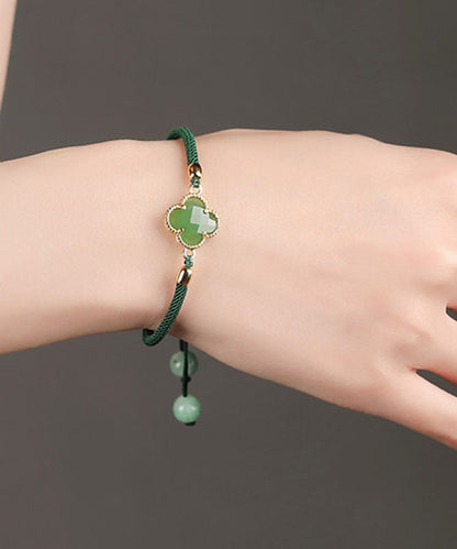 Schlichtes Charm-Armband mit grüner Jade-Farbglasur