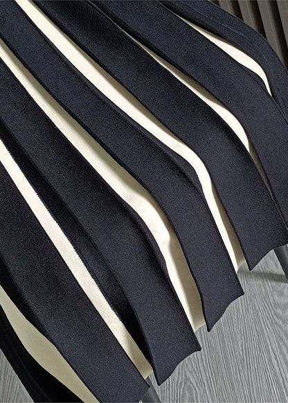 Einfache Grüne Patchwork Hohe Taille Woll Faltenröcke Herbst