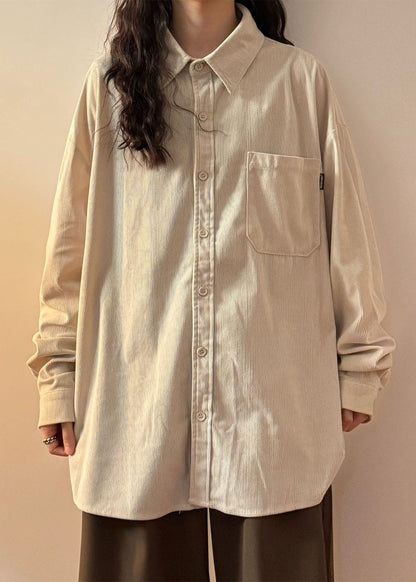 Simple Green Peter Pan Collar Button Pockets Cotton Blouses Spring