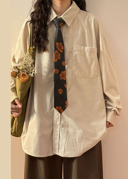 Simple Green Peter Pan Collar Button Pockets Cotton Blouses Spring