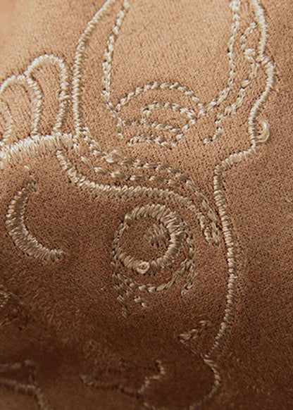 Einfache Khaki Krawatte Taille bestickte Cord Röcke Frühling