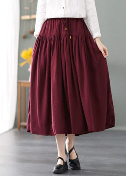 Einfache Mulberry krawatte taille faltig Baumwolle Röcke Frühling