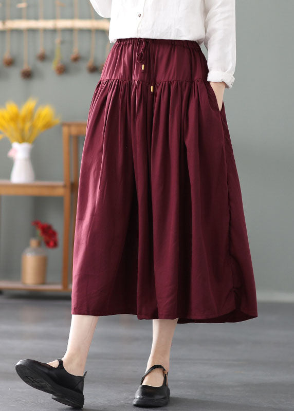 Einfache Mulberry krawatte taille faltig Baumwolle Röcke Frühling