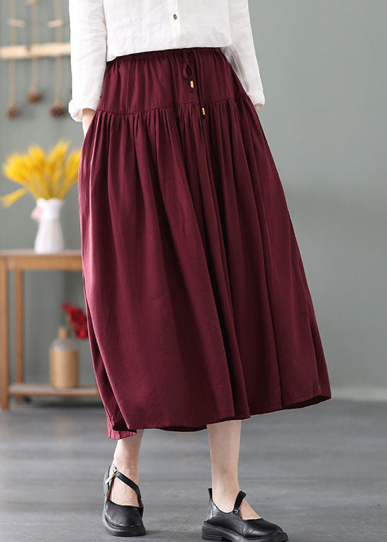 Einfache Mulberry krawatte taille faltig Baumwolle Röcke Frühling