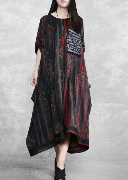 2021 Asymmetric Dresses Print Robes Spring Dresses Gown - SooLinen