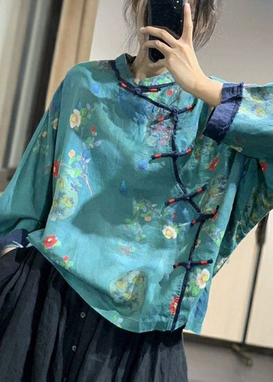 Einfache rosa asymmetrische Print Leinen Bluse Tops Frühling