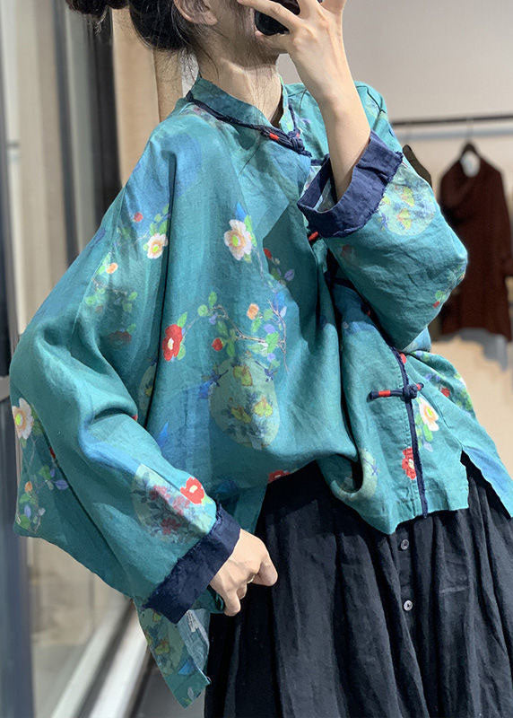 Einfache rosa asymmetrische Print Leinen Bluse Tops Frühling