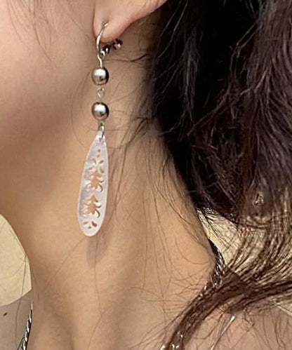 Pendientes colgantes de acero inoxidable con diseño de seda simple y hueco