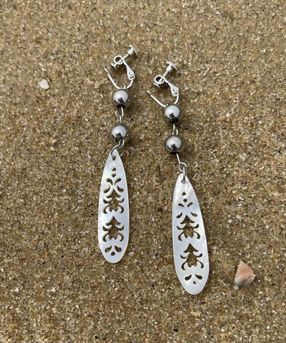 Pendientes colgantes de acero inoxidable con diseño de seda simple y hueco