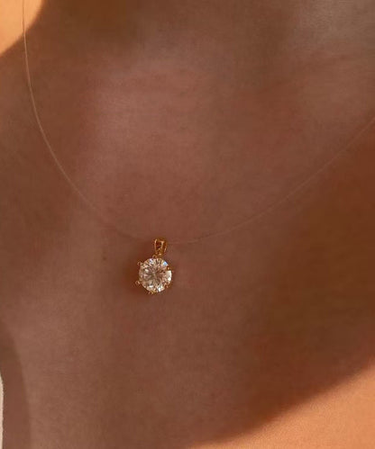 Simple Silk Zircon Mermaid's Tear Alloy Pendant Necklace