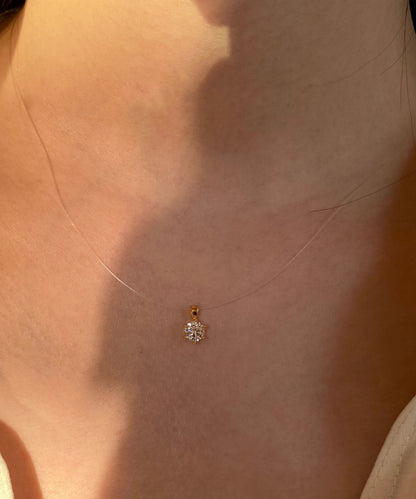 Simple Silk Zircon Mermaid's Tear Alloy Pendant Necklace