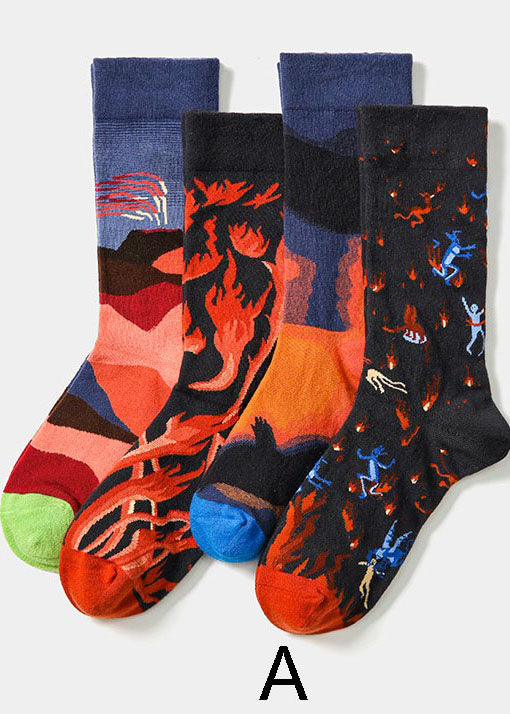 Einfache Crew-Socken aus Baumwolle mit Sports Street-Print